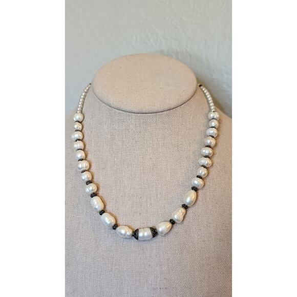 Vintage Freshwater Pearl 925 Sterling Silver Bali Bead Byzantine Hook Clasp - Picture 12 of 12